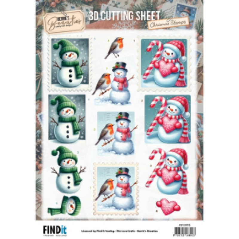 3D knipvel - Berries Beauties - Christmas Stamps - Snowmen