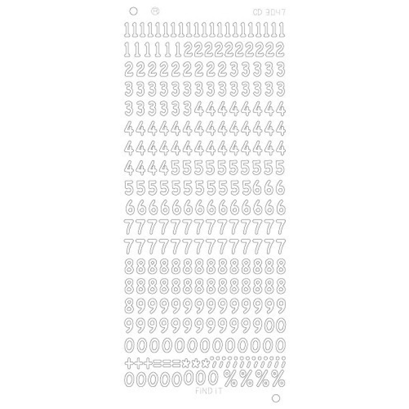 Stickervel: Cijfers - Platinum - Goud