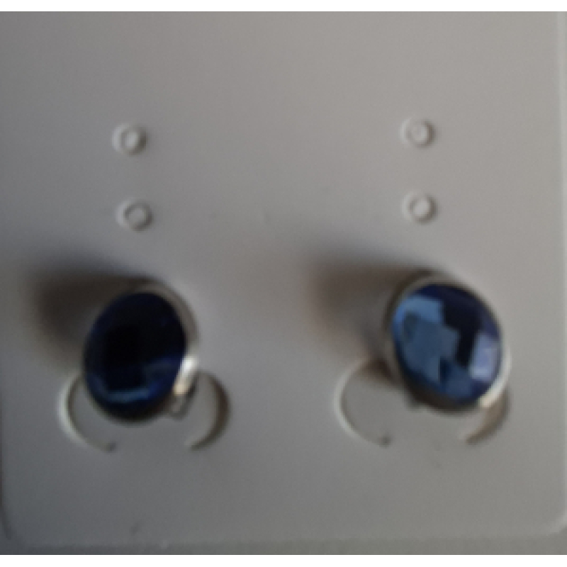 Clipoorbellen  rvs zilverkleur- lichtblauwe cabochon