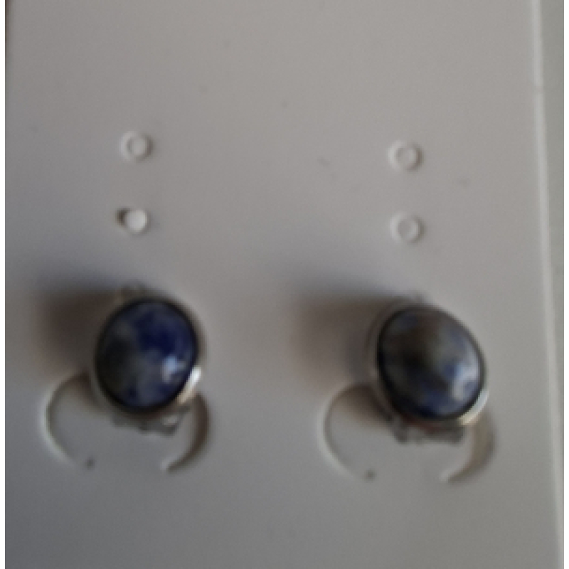 Clipoorbellen  rvs zilverkleur- blauwe gemeleerde cabochon