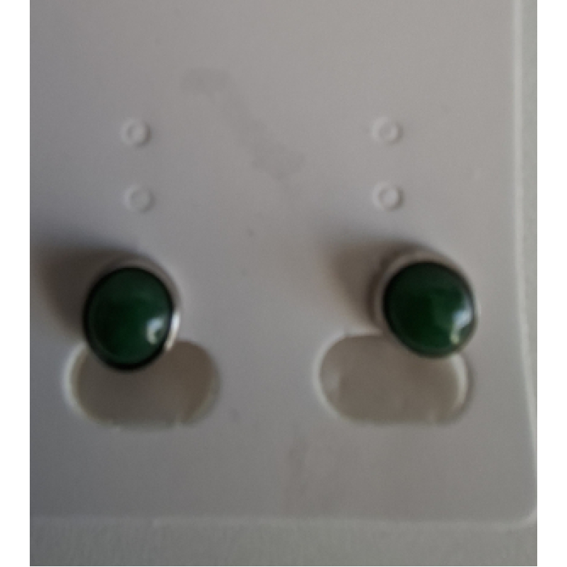 Clipoorbellen  rvs zilverkleur- groene cabochon