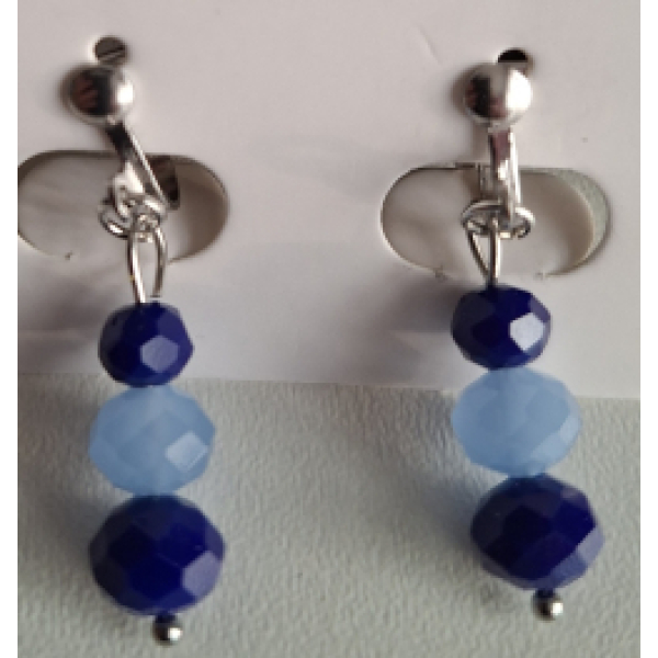 Clipoorbellen  hangend rvs zilverkleur- donkerblauw met lichtblauw