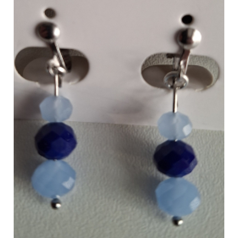 Clipoorbellen  hangend rvs zilverkleur- lichtblauw met donkerblauw