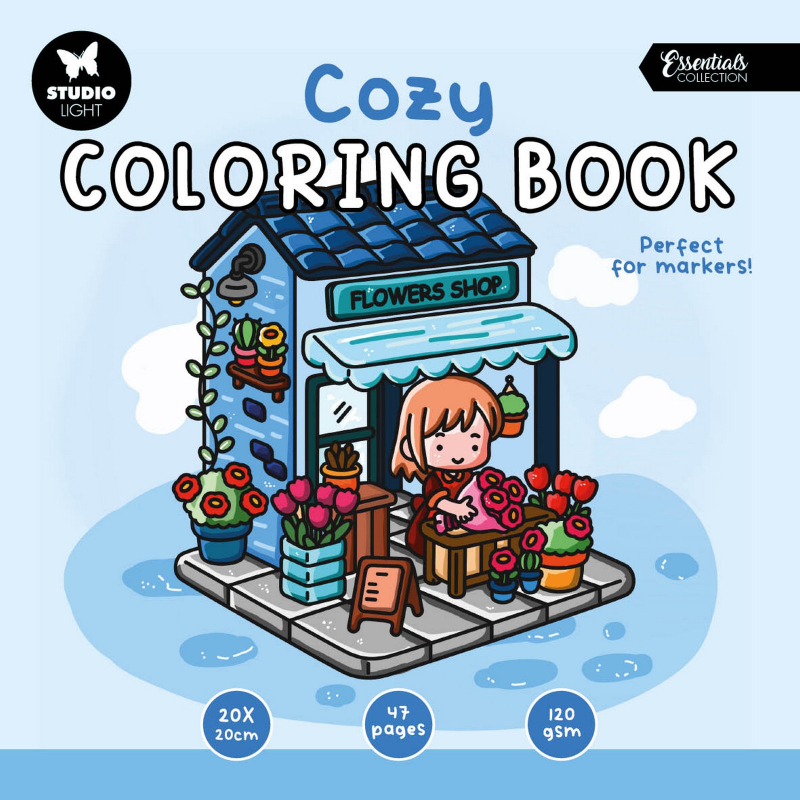 Studio Light • Essentials Coloring Book Cozy Flowers Shop 200x200x7mm 48 Sheets