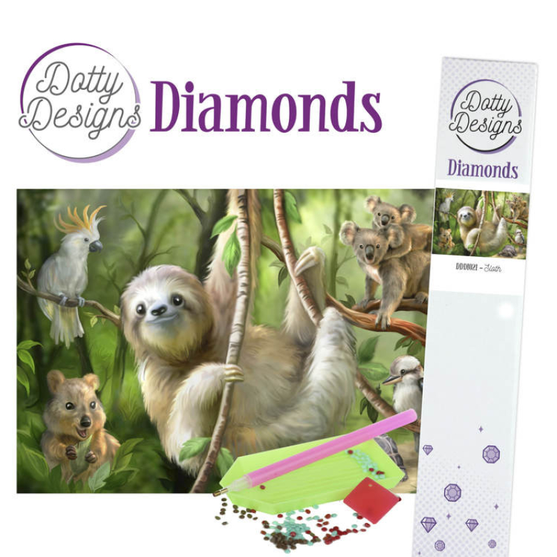 Dotty design diamond painting 42x29,7cm: luiaard ( sloth)