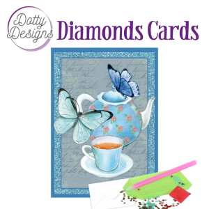 Dotty Designs Diamond Cards -  Teapot with butterflies