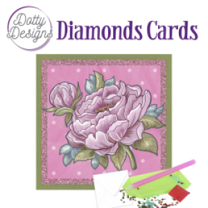 Dotty Designs Diamond Cards -  Large pink peony