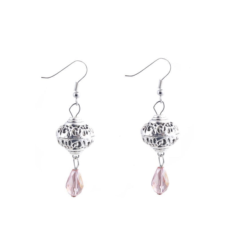 DIY oorbel met kraal rose