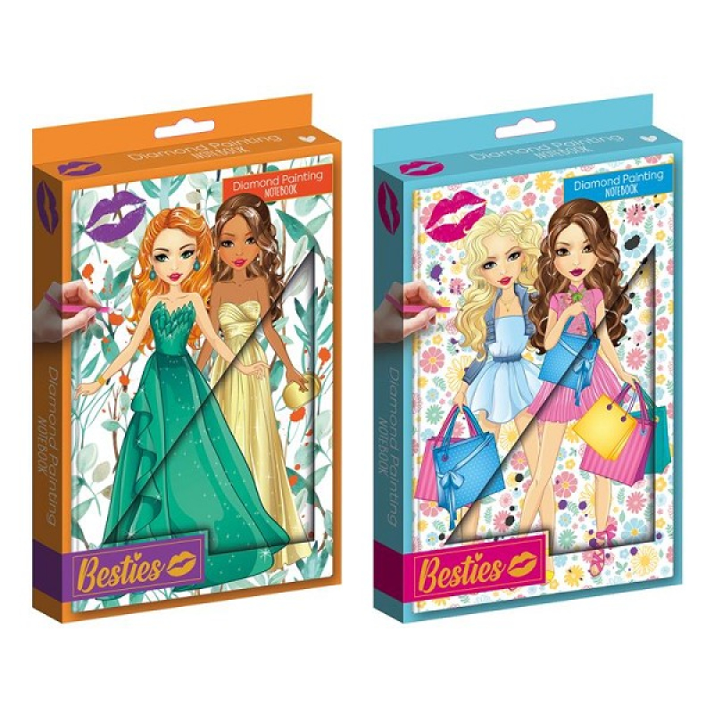 Diamond painting Besties Notitieboek blauw