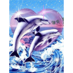 Diamond painting canvas 50x40cm, painting 45x35cm: Dolfijnen