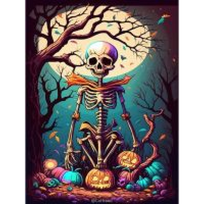Diamond painting canvas 50x40cm, painting 45x35cm: Skeleton