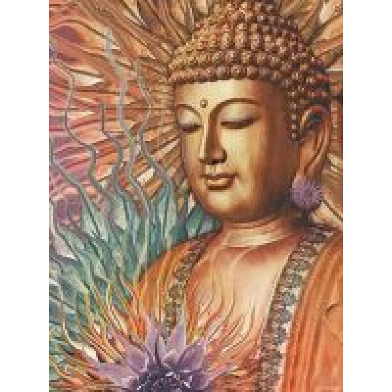 Damond painting canvas 50x40cm, painting 45x35cm: Buddha bruin