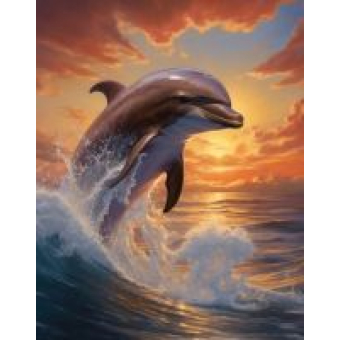 Diamond painting kit 25x15cm: dolfijn