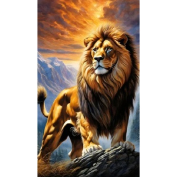 Diamond painting kit 25x15cm: leeuw