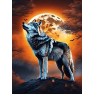 Damond painting canvas 40x30cm, painting 35x25cm: Wolf