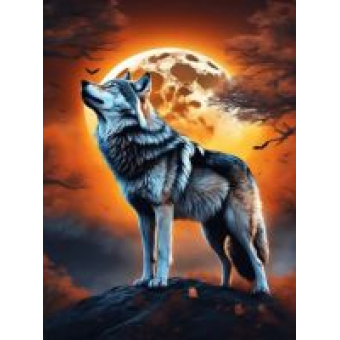 Damond painting canvas 40x30cm, painting 35x25cm: Wolf