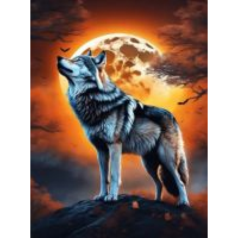 Damond painting canvas 40x30cm, painting 35x25cm: Wolf