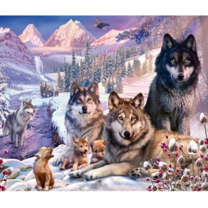 Diamond painting canvas 50x40cm, painting: 45x35cm Wolven