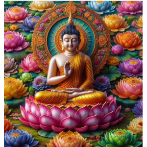 Damond painting canvas 50x40cm, painting 45x35cm Buddha kleurig