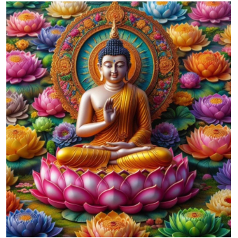 Damond painting canvas 50x40cm, painting 45x35cm Buddha kleurig