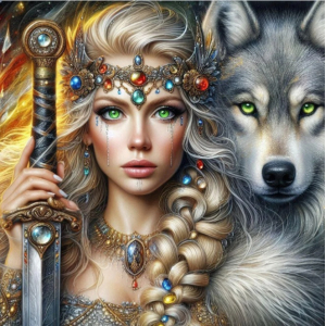 Diamond painting canvas 50x40cm, painting: 45x35cm Warrior - wolf