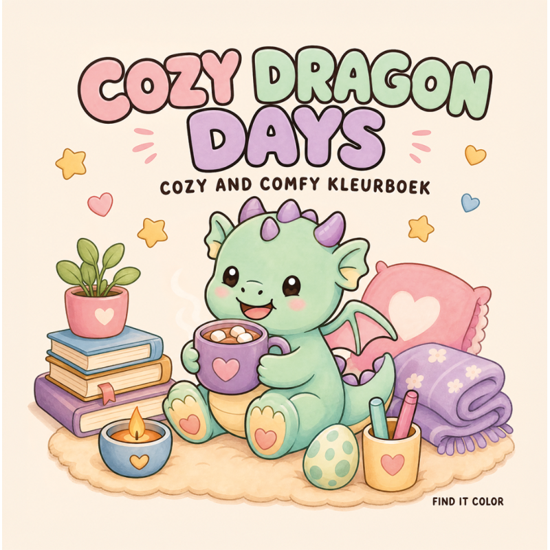 Findit Color - Coloring Book - Cozy Dragon Days ( leverbaar vanaf donderdag 12 juni)
