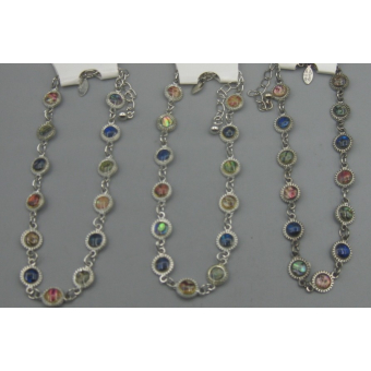 Enkelbandje met gekleurde stenen rond