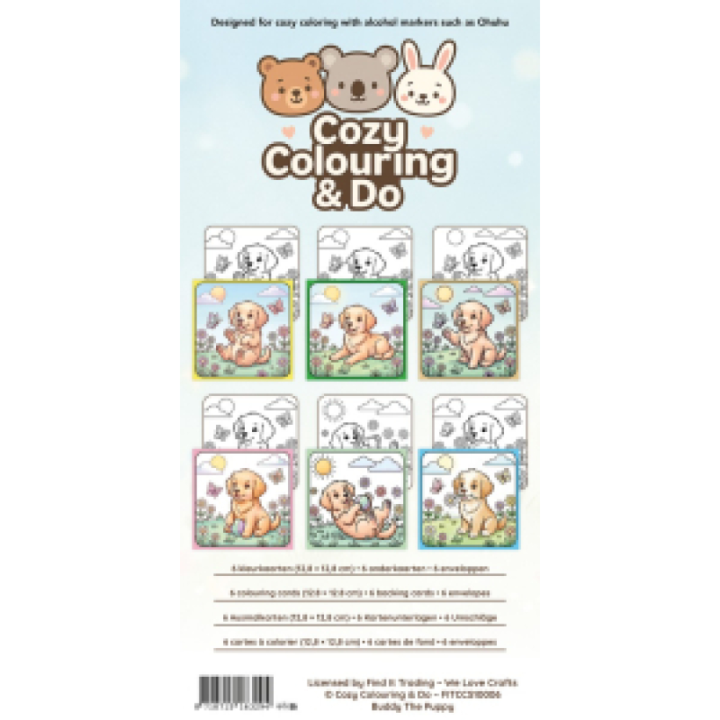 Findit Color - Cozy Colouring Cards Set - Buddy The Puppy - Outside Adventures