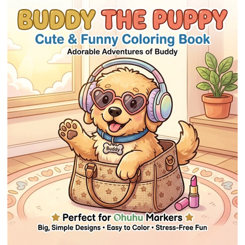  Findit Color - Mini Cozy Colouring Book - Buddy The Puppy (15 x 15 cm)