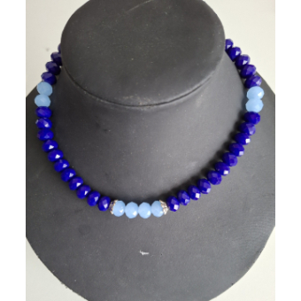 Kralenketting dames blauw met glaskralen
