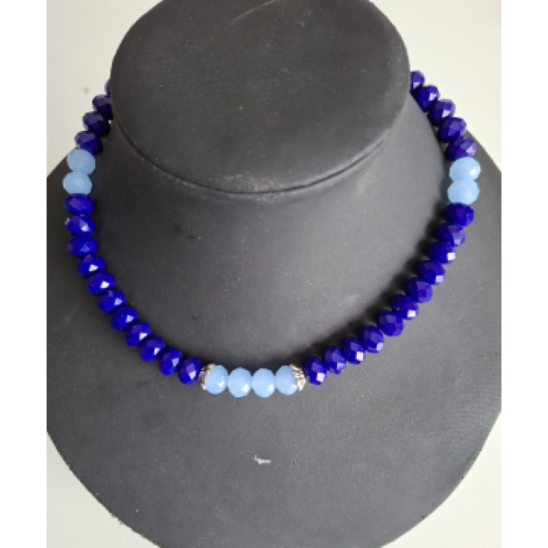Kralenketting dames blauw met glaskralen