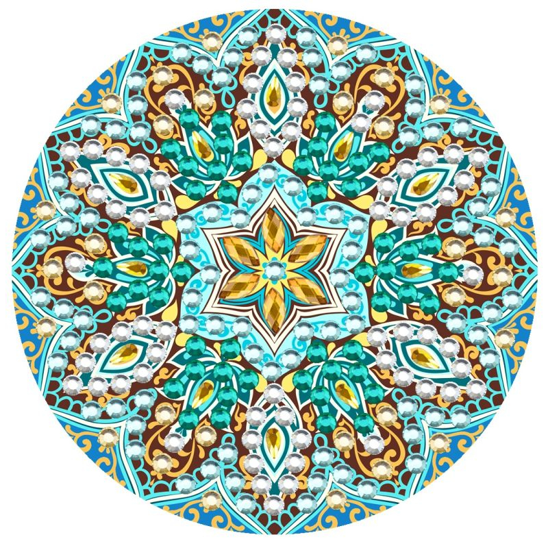 Diamond painting spiegel 7cm mandala blauw groen