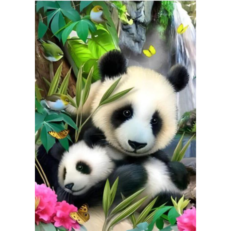 Diamond painting kit 25x15cm: panda met jong