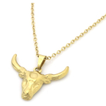 Ketting stainless steel met hanger Bull goudkleur