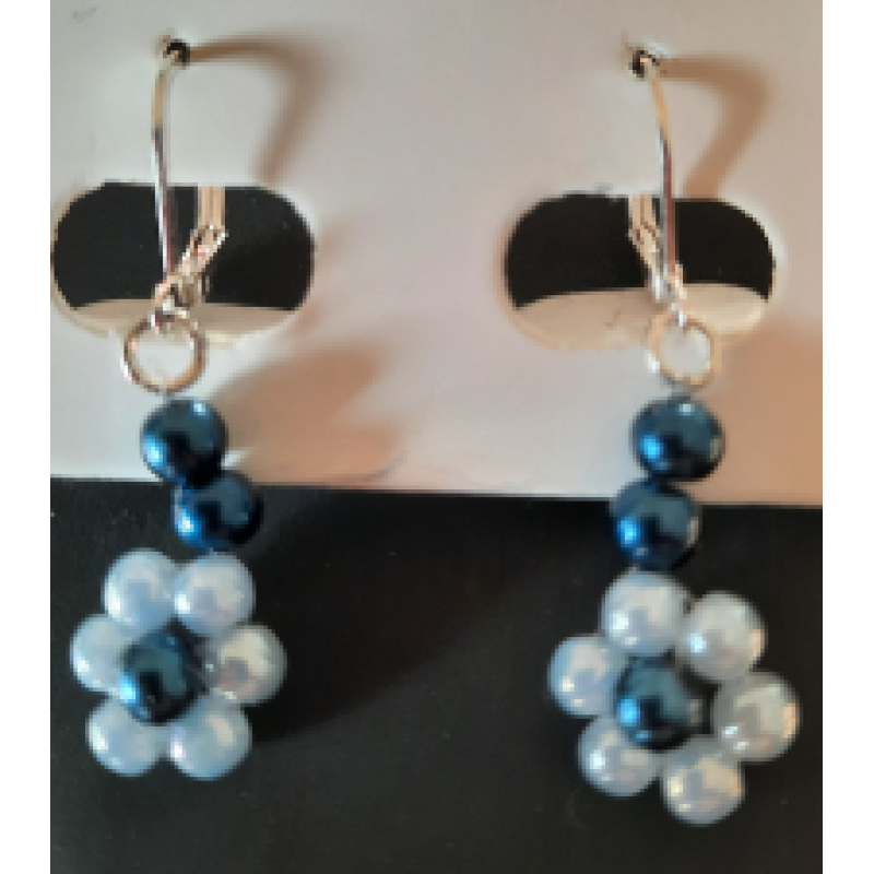 Oorbellen bloem in blauw