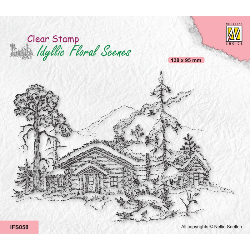 Nellie's Choice • Idyllic Floral Scenes Clear Stempel Wintery Scene with House