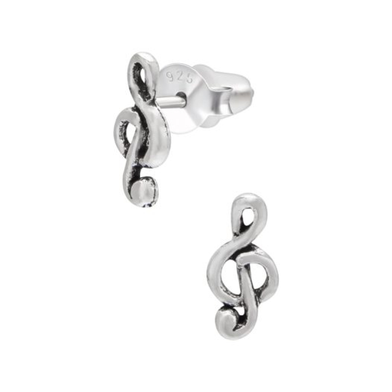 Oorknopjes zilver muzieknoot 