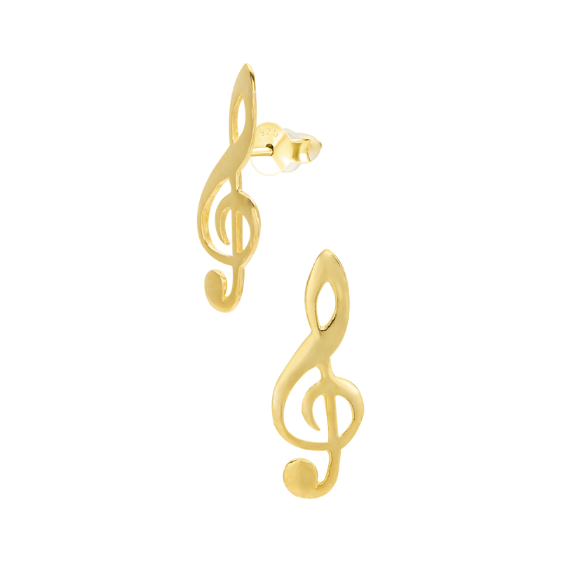 Oorknopjes goldplated muzieknoot 