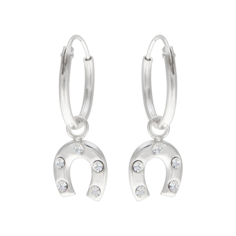 Oorhangers zilver hoefijzer met kristallen