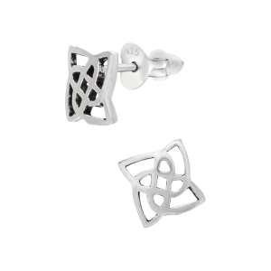 Oorknopjes zilver  Keltische ruit