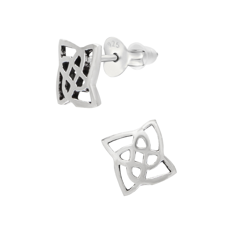 Oorknopjes zilver  Keltische ruit
