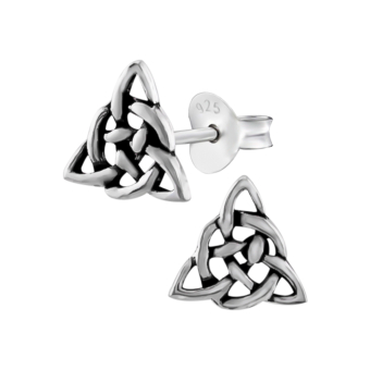 Oorknopjes zilver triquetra