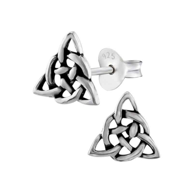 Oorknopjes zilver triquetra