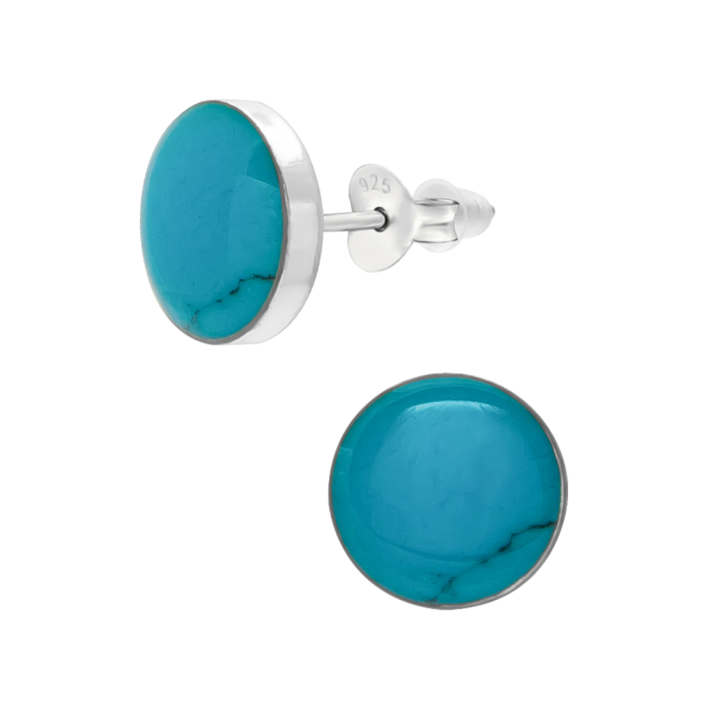 Oorknopjes zilver ronde schelp in turquise