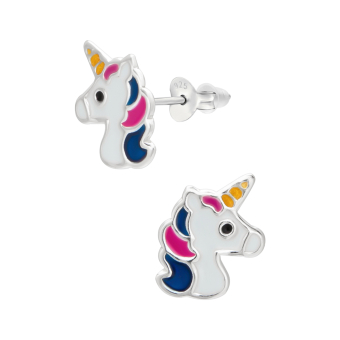 Oorknopjes zilver eenhoorn hoofd