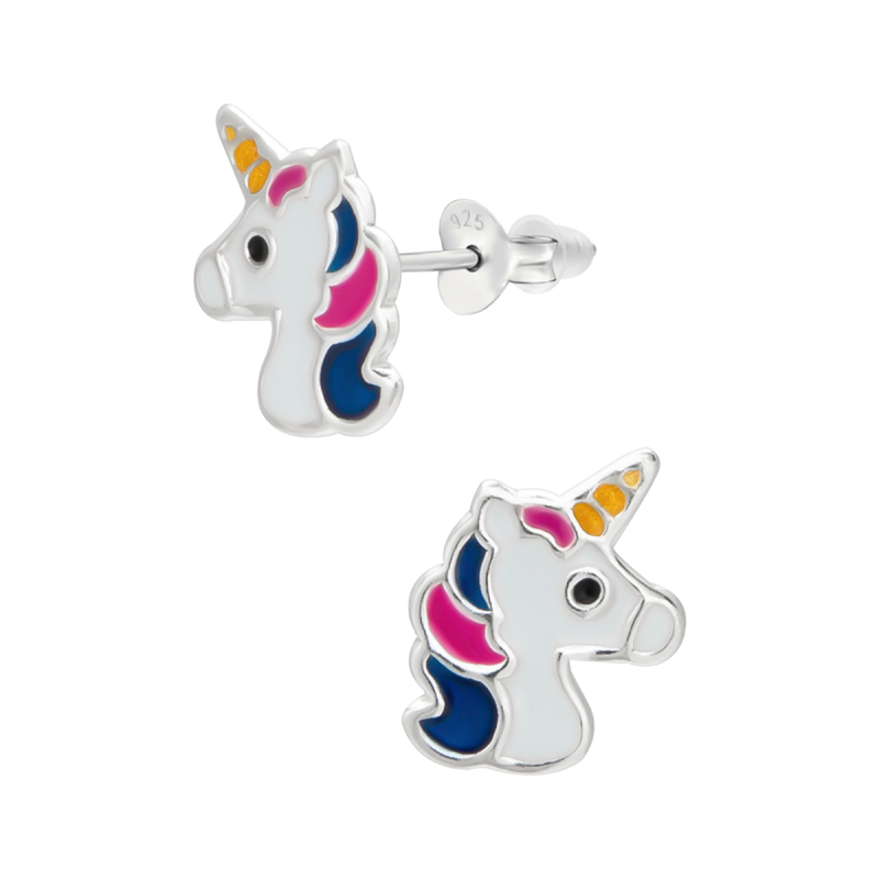 Oorknopjes zilver eenhoorn hoofd