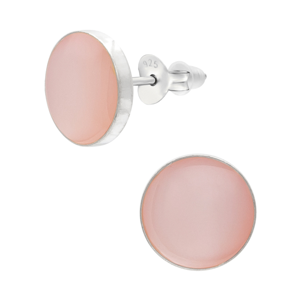 Oorknopjes zilver ronde schelp in ronde parelmoer schelp