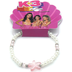 Kinderarmband K3 Zeesterren wit/rose