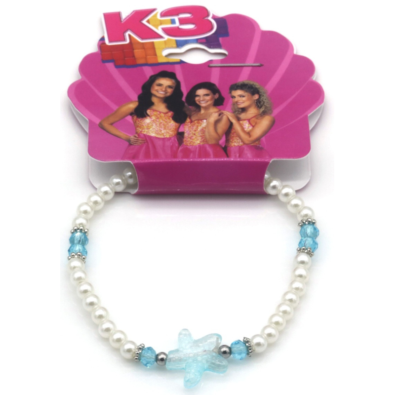 Kinderarmband K3 Zeesterren wit/blauw