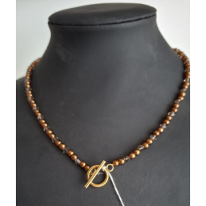 Kralenketting dames met bruine glaskralen